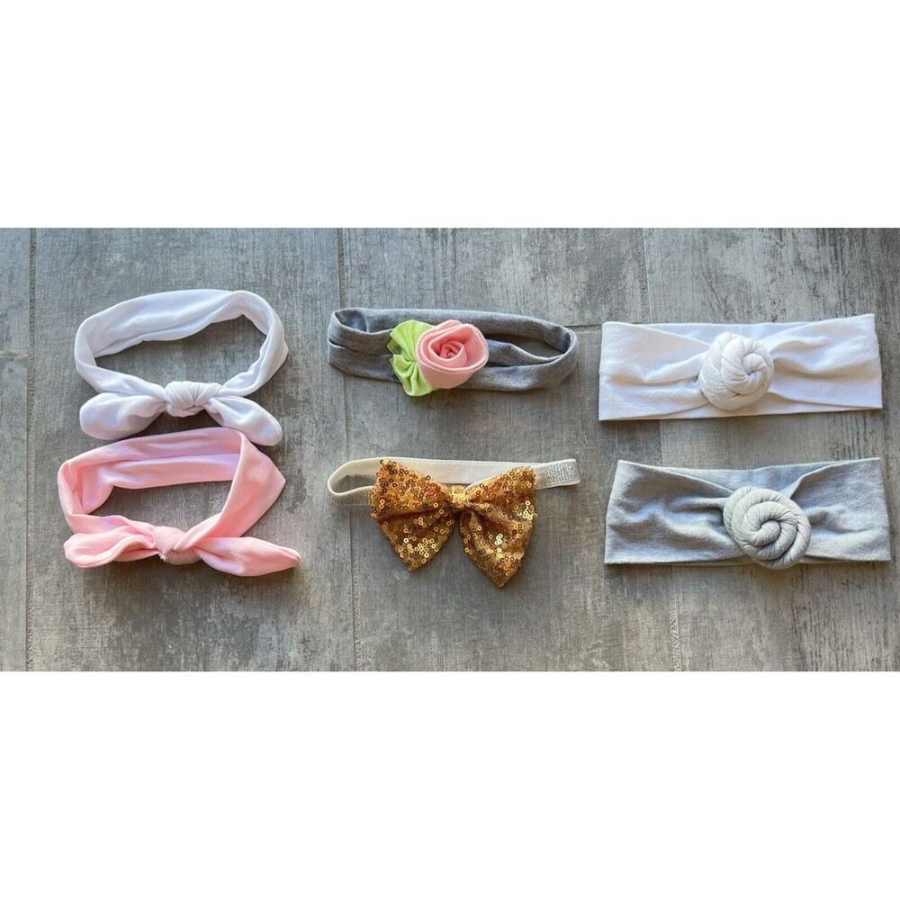 Baby Toddler Girl Headband Set of 6 Hair Accessories Bow Elastic Head Wrap 0-12m